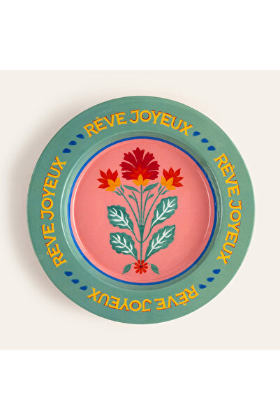 Zsa Zsa Zsu Lakrı Mango Ağacı Sunum Tahtası 21x21x2.5 Cm Pembe - Yeşil