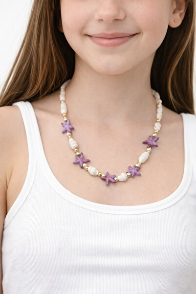 MakeWell Starfish Detailed Natural Stone Bead Necklace Summer Stylish Minimal...