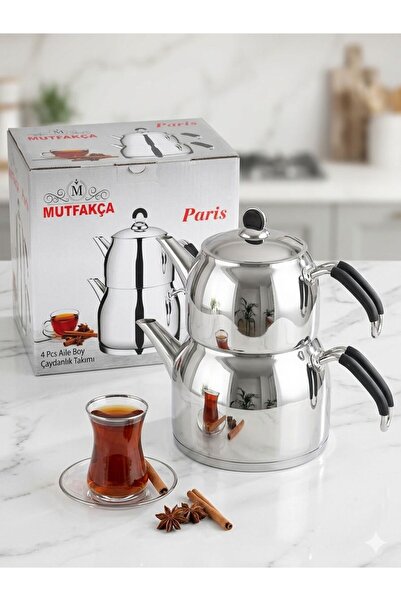 MUTFAKÇA Paris Aile Boy 4 Parça Silikon Kulp Çaydanlık Takımı 1.45-2.90 Litre