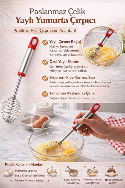 Maloria Paslanmaz Çelik Yaylı Yumurta Çırpıcı
