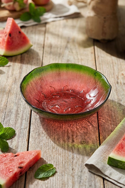 morlimon Melix 3 Adet Karpuz Formlu 15 Cm Cam Çerezlik & Sosluk Sunum Tabağı