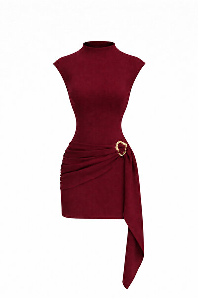 Edela Γυναικείο φόρεμα με ψηλό γιακά, λεπτομέρεια με αγκράφα και ζώνη που τον...