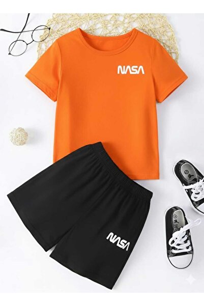 Nice Clothes تي شيرت صيفي للأطفال شورت للجنسين (طباعة ناسا)