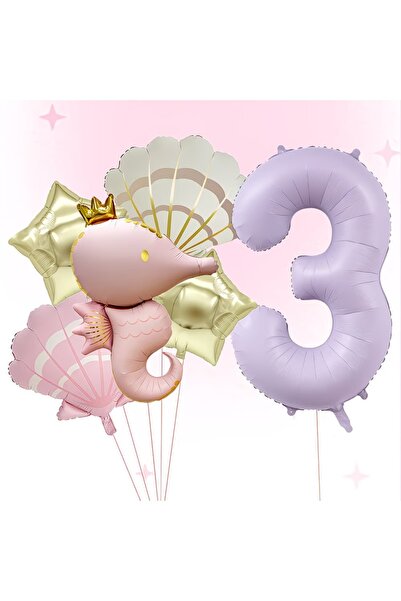 DÜVENCİ TİCARET Σετ μπαλονιών γενεθλίων με ροζ νούμερα θαλάσσιας μέλισσας και...