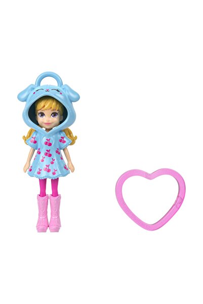 mattel Polly Pocket Μικροσκοπικοί Κόσμοι Κούκλα με Κερασί Μπλε Φόρεμα (JKC59)