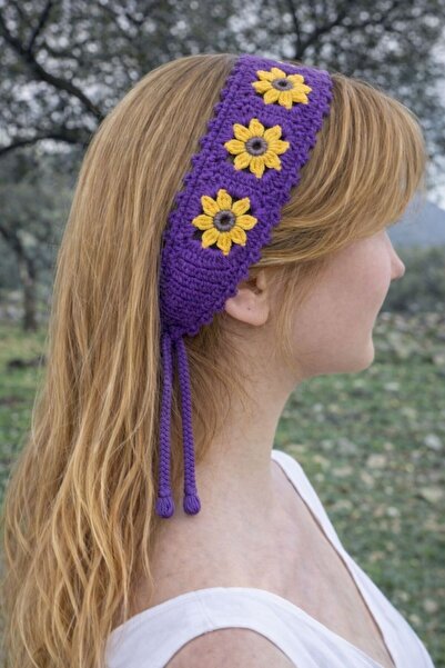 Moonys Design Bentiță de păr florală tricotată manual Moony’s Design – Cu șir...