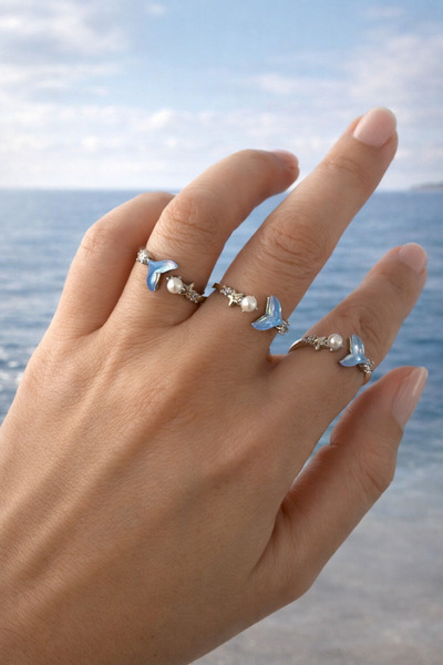 Theory Jewelry خاتم سوسونا | خاتم حورية البحر |   ميني مزخرف باللؤلؤ |   الخا...