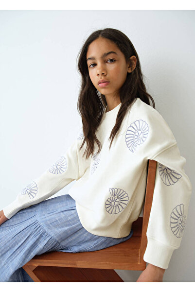 MANGO Kids İşlemeli pamuklu sweatshirt