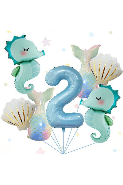 DÜVENCİ TİCARET Σετ για πάρτι γενεθλίων με θέμα τη γοργόνα, με μπαλόνια από α...