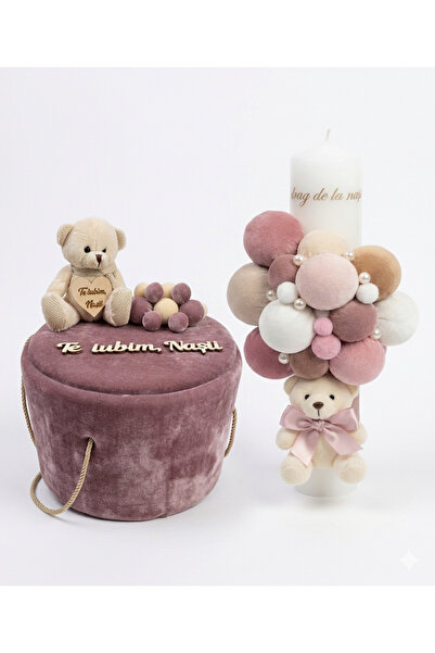 MASSIBEBE Πολυτελές πλήρες σετ: κιτ βάπτισης και κεριά βάπτισης με κουτί και ...