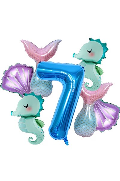 DÜVENCİ TİCARET Σετ γιορτής γενεθλίων με θέμα τη γοργόνα και μπαλόνια από αλο...