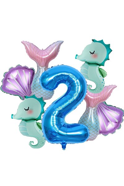 DÜVENCİ TİCARET Σετ γιορτής γενεθλίων με θέμα τη γοργόνα και μπαλόνια από αλο...