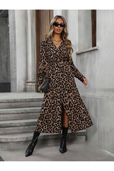 Iuliashop Ταλίτα Μακρύ Φόρεμα με Animal Print - XS