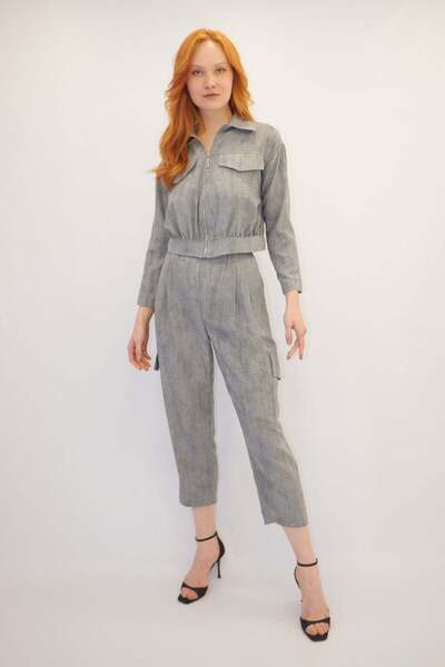 ONNO PRIVE Pocketed Zipper Detailed Suit in Gray