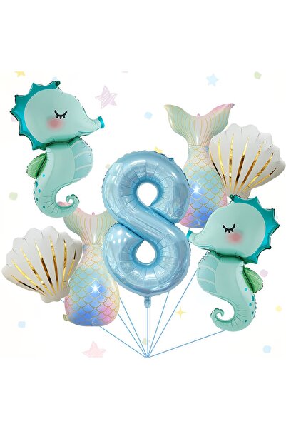 DÜVENCİ TİCARET Σετ για πάρτι γενεθλίων με θέμα τη γοργόνα, με μπαλόνια από α...