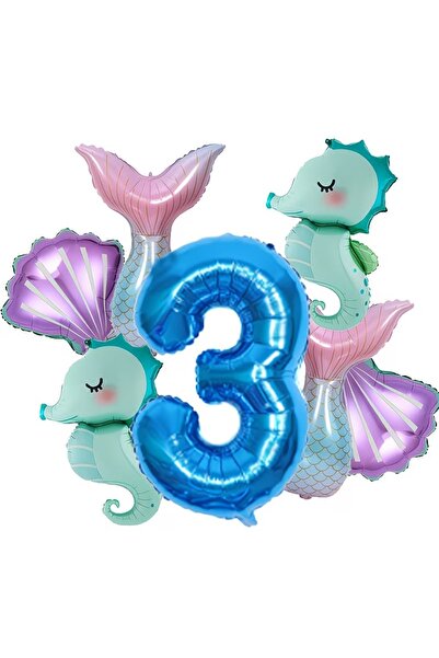 DÜVENCİ TİCARET Σετ γιορτής γενεθλίων με θέμα τη γοργόνα και μπαλόνια από αλο...