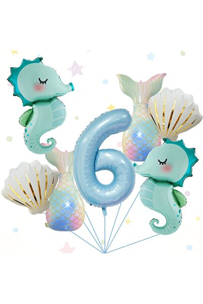 DÜVENCİ TİCARET Σετ για πάρτι γενεθλίων με θέμα τη γοργόνα, με μπαλόνια από α...