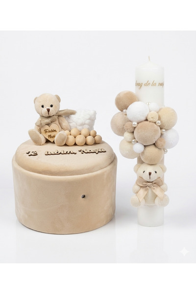 MASSIBEBE Πολυτελές πλήρες σετ: κιτ βάπτισης και κεριά βάπτισης με κουτί και ...