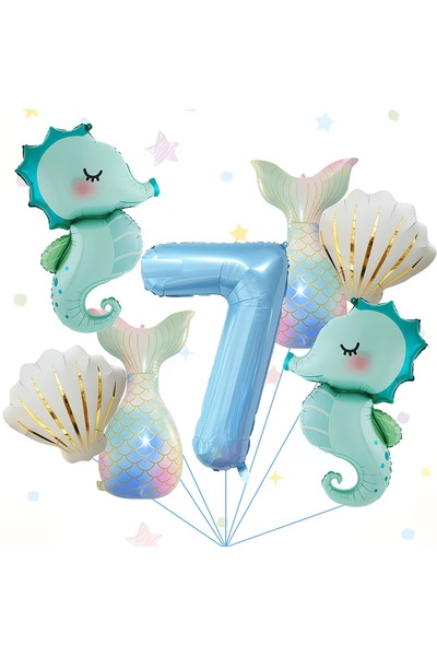 DÜVENCİ TİCARET Σετ για πάρτι γενεθλίων με θέμα τη γοργόνα, με μπαλόνια από α...