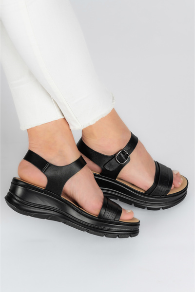 Lady Sandale dama Noir, imitatie de piele, negru