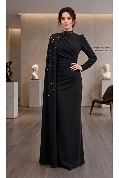 PERADO Βραδινό φόρεμα με μανδύα και λεπτομέρειες από πέρλες