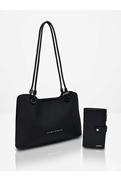 Just Polo Luxury Design Large Size Premium Silver Logo Handbag and Wallet Com...