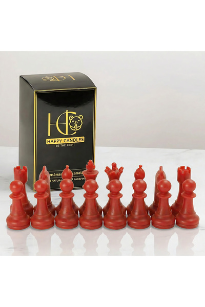 Happy Candles Lumanari decorative din ceara de albine, Set Sah 16 Piese