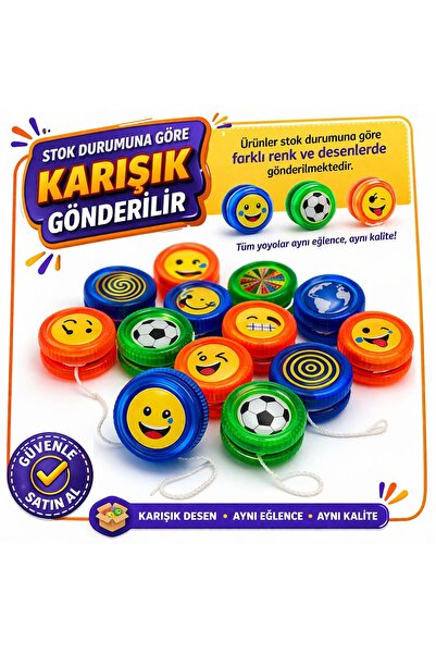 OYUNKAFASI Emoji Yoyo Oyuncak | 1 Adet Renkli Eğlenceli Dönen Yoyo Oyunu
