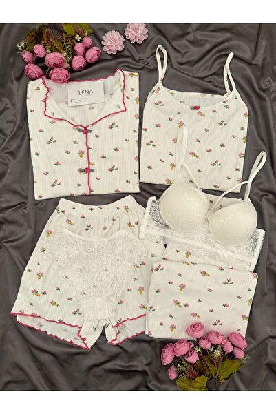 Lena Homewears Γυναικείο Σετ Πιτζάμες 6 τεμαχίων Oslo με υφασμάτινο σχέδιο κα...