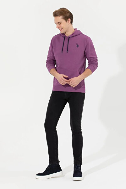 U.S. Polo Assn. Мъжки суичър с качулка във виолетов цвят
