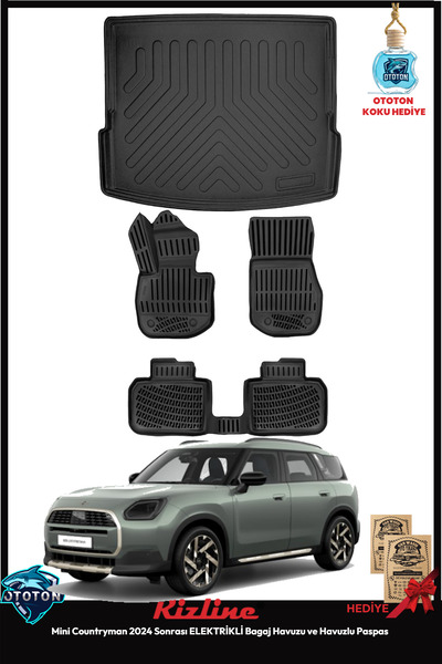 Rizline Mini Countryman 2024 Sonrası ELEKTRİKLİ Bagaj Havuzu&Havuzlu Paspas v...