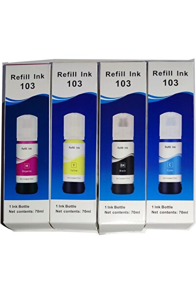 EPSON ile Uyumlu EcoTank L3250 L3251 Mürekkep Muadil Set 4 Renk Takım 70ML