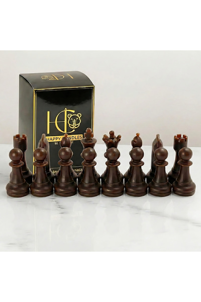 Happy Candles Lumanari decorative din ceara de albine, Set Sah 16 Piese