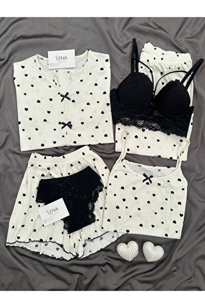 Lena Homewears Γυναικείο Σετ Πιτζάμες 6 τεμαχίων Oslo με υφασμάτινο σχέδιο κα...