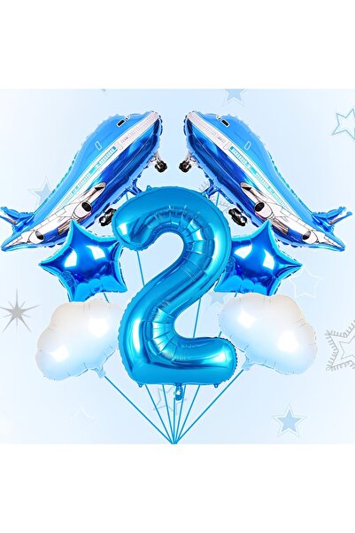 DÜVENCİ TİCARET Σετ γιορτής γενεθλίων με μπαλόνια με θέμα το αεροπλάνο