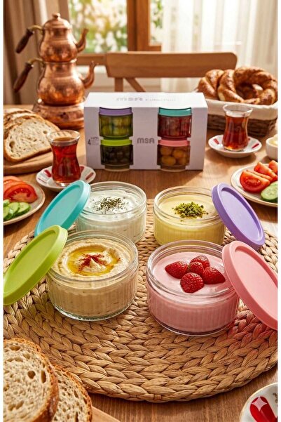 Funny Life Set of 4 Colorful Glass Storage Containers - 400 Cc Practical and ...