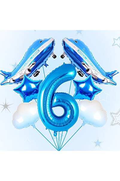 DÜVENCİ TİCARET Σετ γιορτής γενεθλίων με μπαλόνια με θέμα το αεροπλάνο