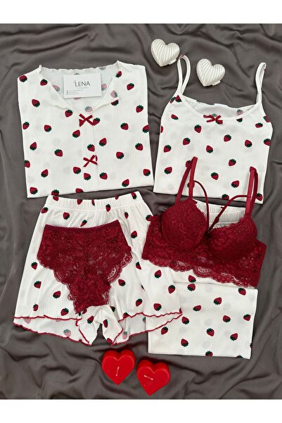 Lena Homewears Γυναικείο Σετ Πιτζάμες 6 τεμαχίων Oslo με υφασμάτινο σχέδιο κα...