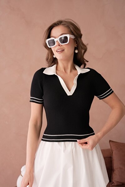 Noi Belis Πλεκτή Μπλούζα με Γιακά Πόλο σε Κοντό Μήκος SS26BZ0099