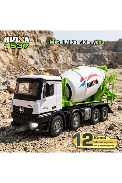 Huina 1537 1/14 12CH Profesyonel RC Uzaktan Kumandalı İş Makinesi Metal Beton...