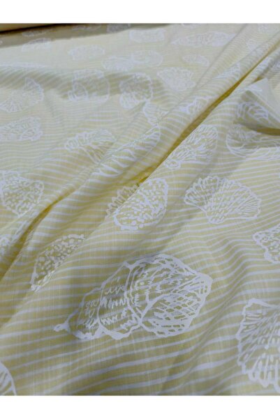 GrandTekstil 150 EN SARI BEYAZ İSTİRİDYE DESENLİ ELBİSE TUNİK PANTOLON BLUZ Y...