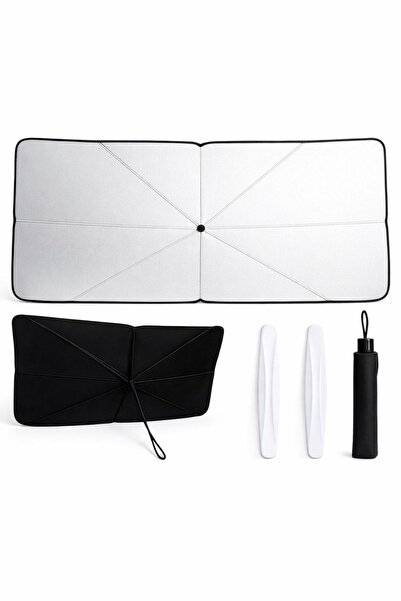 Busstier Ομπρέλα αντηλιακής προστασίας αυτοκινήτου και σετ 2 λευκών προστατευ...