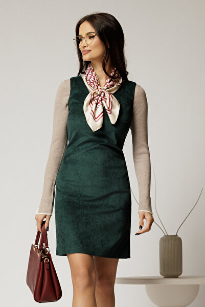 DyFashion Sarafan DY Fashion din velur verde cu decolteu in V