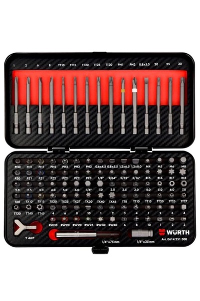 Würth Επαγγελματικό σετ μυτών τσιμπίδας Wurth 105 τεμαχίων 1/4” Zebra – Κωδ. ...