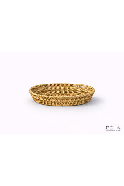 BehaHome Orta Boy Premium Rattan Hasır Düzenleyici Oval Sepet - Çok Amaçlı De...