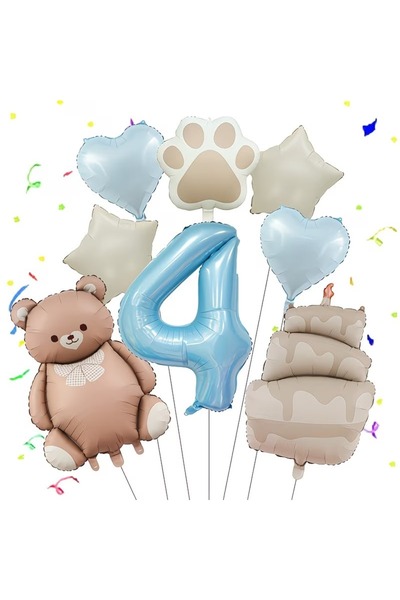 DÜVENCİ TİCARET Σετ μπαλονιών για γιορτή γενεθλίων με αρκουδάκι με παπιγιόν