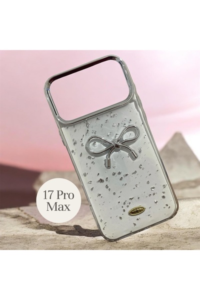 Bruntoo BR İphone 17 Pro Max / 18 Pro Max Uyumlu Kılıf Şeffaf Simli Figürlü K...