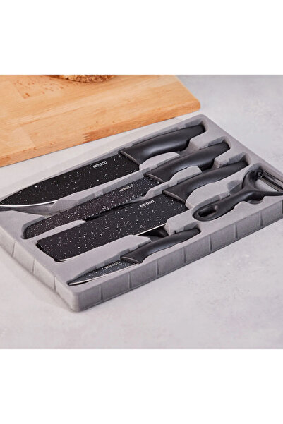 shop Karaca Black Stone 6 Parça Makas ve Soyacaklı Bıçak Seti