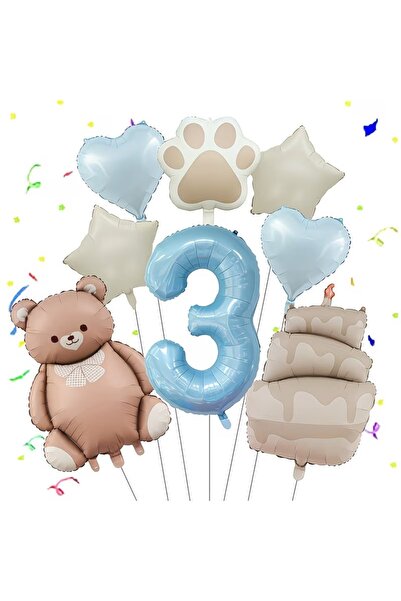 DÜVENCİ TİCARET Σετ μπαλονιών για γιορτή γενεθλίων με αρκουδάκι με παπιγιόν