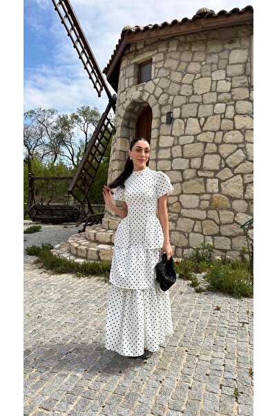 LUUNA STORE ΛΕΥΚΟ ΦΟΡΕΜΑ ΜΕ ΒΟΛΑΝ ΚΑΙ ΛΕΠΤΟΜΕΡΕΙΕΣ ΚΟΡΣΕ